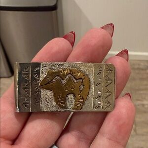 Silver and Gold Bear Navajo Genevieve Jones Money Clip